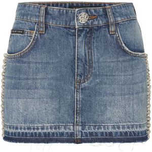 Philipp Plein, Dames, Rokken, Blauw, Maat: XS Denim,