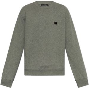 Dolce & Gabbana, Heren, Sweatshirts & Hoodies, Grijs, Maat: S Katoen,