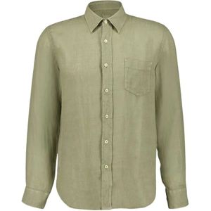 120% Lino, Heren, Overhemden, Groen, Maat: 3XL Linnen,