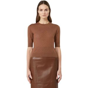Max Mara, Dames, Truien, Bruin, Maat: XL Zijde,