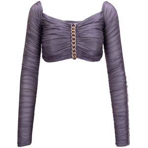 Elisabetta Franchi, Dames, Tops, Paars, Maat: XL Polyamide,