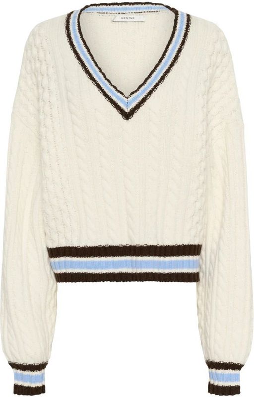 Gestuz - Gztaiba - Kabeltrui Pullover - Wit - Dames