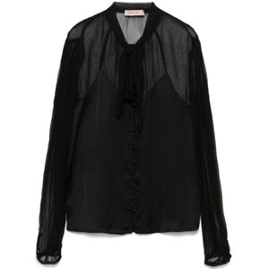 Twinset, Dames, Blouses & Shirts, Zwart, Maat: XS Viscose,