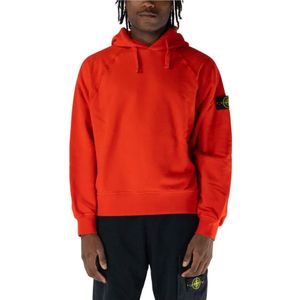 Stone Island, Heren, Sweatshirts & Hoodies, Oranje, Maat: M Katoen,