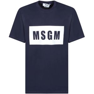 Msgm, Heren, Tops, Blauw, Maat: XS Katoen,