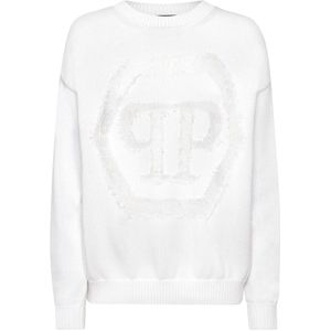 Philipp Plein, Dames, Truien, Wit, Maat: XS Katoen,