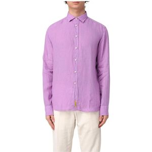 B.D Baggies, Heren, Overhemden, Paars, Maat: S Linnen,