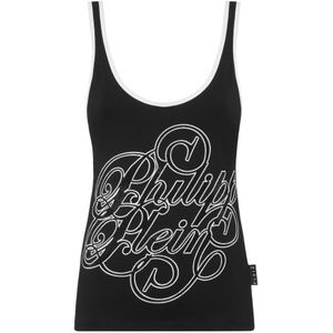 Philipp Plein, Dames, Tops, Zwart, Maat: M Katoen,