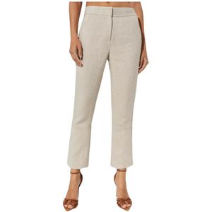Tory Burch, Dames, Broeken, Beige, Maat: 2XS Wol,