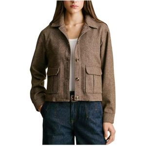 Pepe Jeans, Dames, Jassen, Bruin, Maat: L Leer,