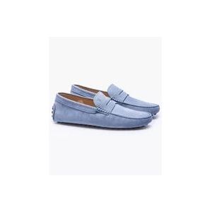 Tod's Blauwe Nubuck Mocins met Gestikte Flap en Plateau - Maat 8 , Blue , Heren , Maat: 44 1/2 EU