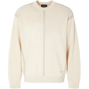 Emporio Armani, Heren, Truien, Beige, Maat: M Wol,
