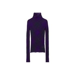 Burberry Paarse Check Print Coltrui , Purple , Dames , Maat: M