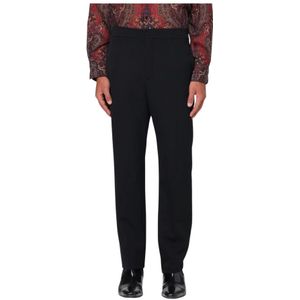 Saint Laurent, Heren, Broeken, Zwart, Maat: M Wol,