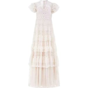 Needle & Thread, Dames, Jurken, Beige, Maat: XS Chiffon,