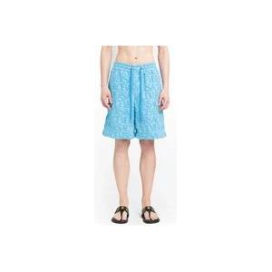 Versace Blauwe Jacquard Handdoek Shorts - Runway Stijl , Blue , Heren , Maat: XL