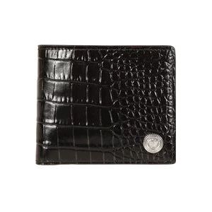 Versace Portemonnee met muntvak van kalfsleer met krokodillenprint , Black , Heren , Maat: ONE Size