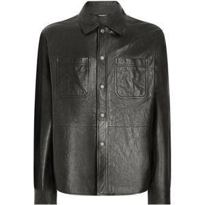 Dolce & Gabbana, Heren, Overhemden, Zwart, Maat: XL Katoen,