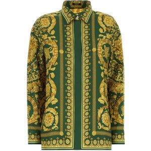 Versace, Dames, Blouses & Shirts, Groen, Maat: XS Zijde,