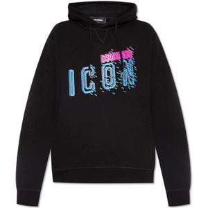 Dsquared2, Heren, Sweatshirts & Hoodies, Zwart, Maat: M