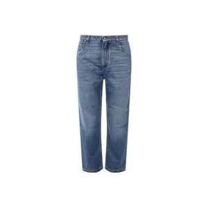 Fendi Hoge taille katoenen jeans met metalen detail , Blue , Heren , Maat: W33