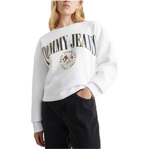 Tommy Hilfiger, Dames, Sweatshirts & Hoodies, Wit, Maat: M Katoen,