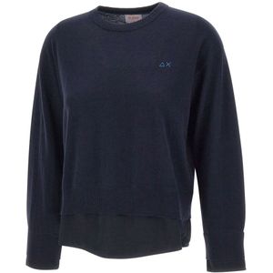 Sun68, Dames, Truien, Blauw, Maat: S Katoen,