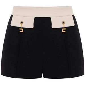 Elisabetta Franchi, Dames, Korte broeken, Zwart, Maat: S Satijn,