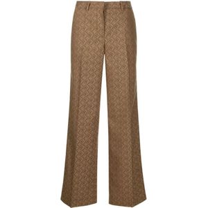 Marine Serre, Dames, Broeken, Beige, Maat: S Poliester,