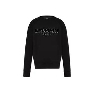 Balmain Sweatshirt met logo , Black , Heren , Maat: S