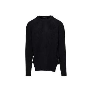 Versace Zwarte Sweaters met Gesp Look , Black , Heren , Maat: L