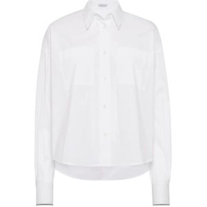 Brunello Cucinelli, Dames, Blouses & Shirts, Wit, Maat: S Katoen,