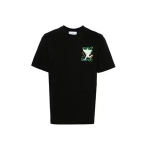 Casablanca Uniek Print T-Shirt voor Mannen , Black , Heren , Maat: XL