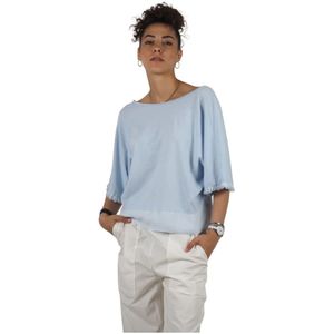 Alessia Santi, Dames, Blouses & Shirts, Blauw, Maat: XS Katoen,