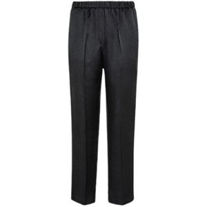 Forte Forte, Dames, Broeken, Zwart, Maat: 2XL Linnen,