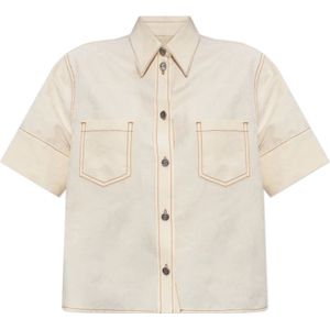 Etro, Dames, Blouses & Shirts, Beige, Maat: M Katoen,