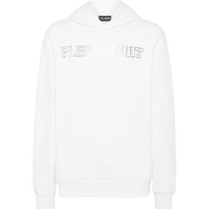 Plein Sport, Heren, Sweatshirts & Hoodies, Wit, Maat: 3XL Katoen,