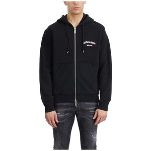 Dsquared2, Heren, Sweatshirts & Hoodies, Zwart, Maat: S