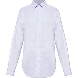 Emporio Armani, Heren, Overhemden, Paars, Maat: M Katoen,