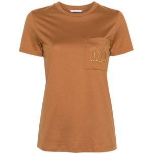 Max Mara, Dames, Tops, Bruin, Maat: S Katoen,