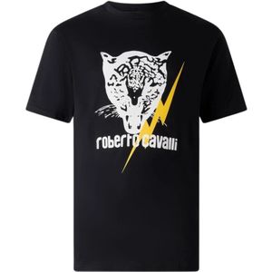 Roberto Cavalli, Heren, Tops, Zwart, Maat: S Katoen,