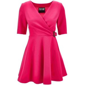 Versace Jeans Couture, Dames, Jurken, Roze, Maat: 2XS Viscose,