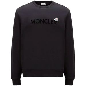 Moncler, Heren, Sweatshirts & Hoodies, Zwart, Maat: XL Katoen,