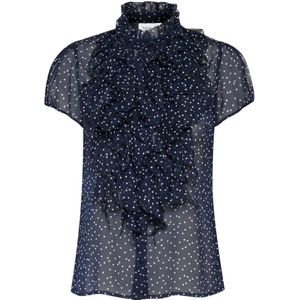 Baritone - Ice Mini Hearts - Blouse - Korte Mouwen - Staande Kraag