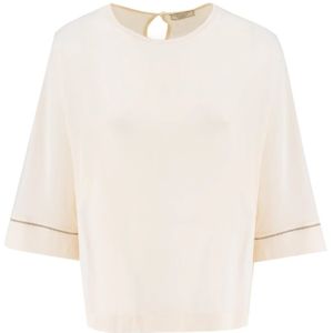 Peserico, Dames, Blouses & Shirts, Beige, Maat: M Zijde,