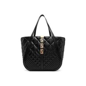 Versace Zwarte Greca Goddess Schoudertas , Black , Dames , Maat: ONE Size