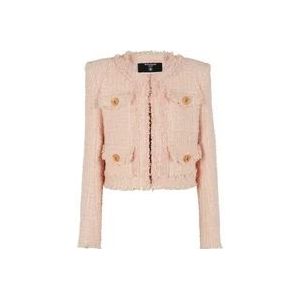 Balmain Tweed jasje , Pink , Dames , Maat: M