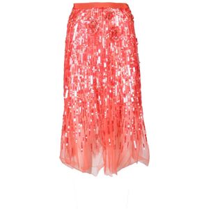 Elisabetta Franchi, Dames, Rokken, Oranje, Maat: S Polyamide,