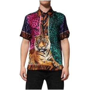 Dolce & Gabbana, Heren, Overhemden, Veelkleurig, Maat: 4XS Zijde,