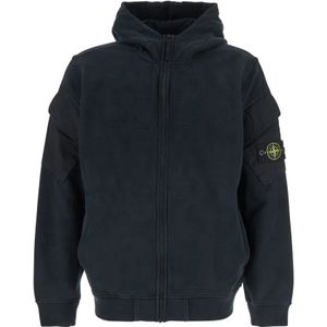 Stone Island, Heren, Sweatshirts & Hoodies, Zwart, Maat: L Katoen,